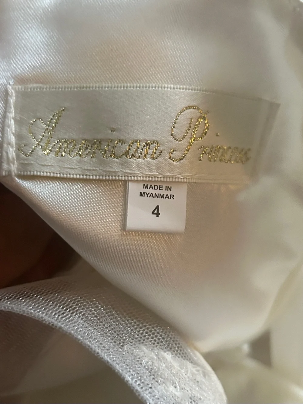 American Princess Ivory Embroidered Floral Tulle Dress